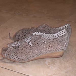 Jeffrey Campbell Taupe leather wedges